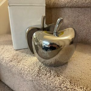 Silver apple book end/ decor